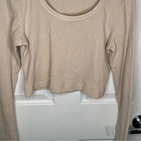 Madewell MWL Waffle Long-Sleeve Crop Tee in Harvest Moon M - Picture 5 of 10